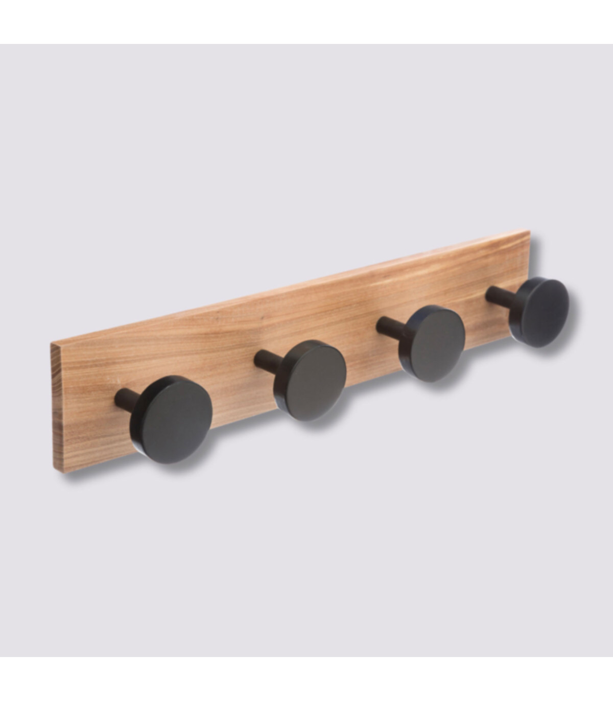 Wadiga Portemanteau Mural 4 Accroches Bois Et Noir - 40x6.5x8cm