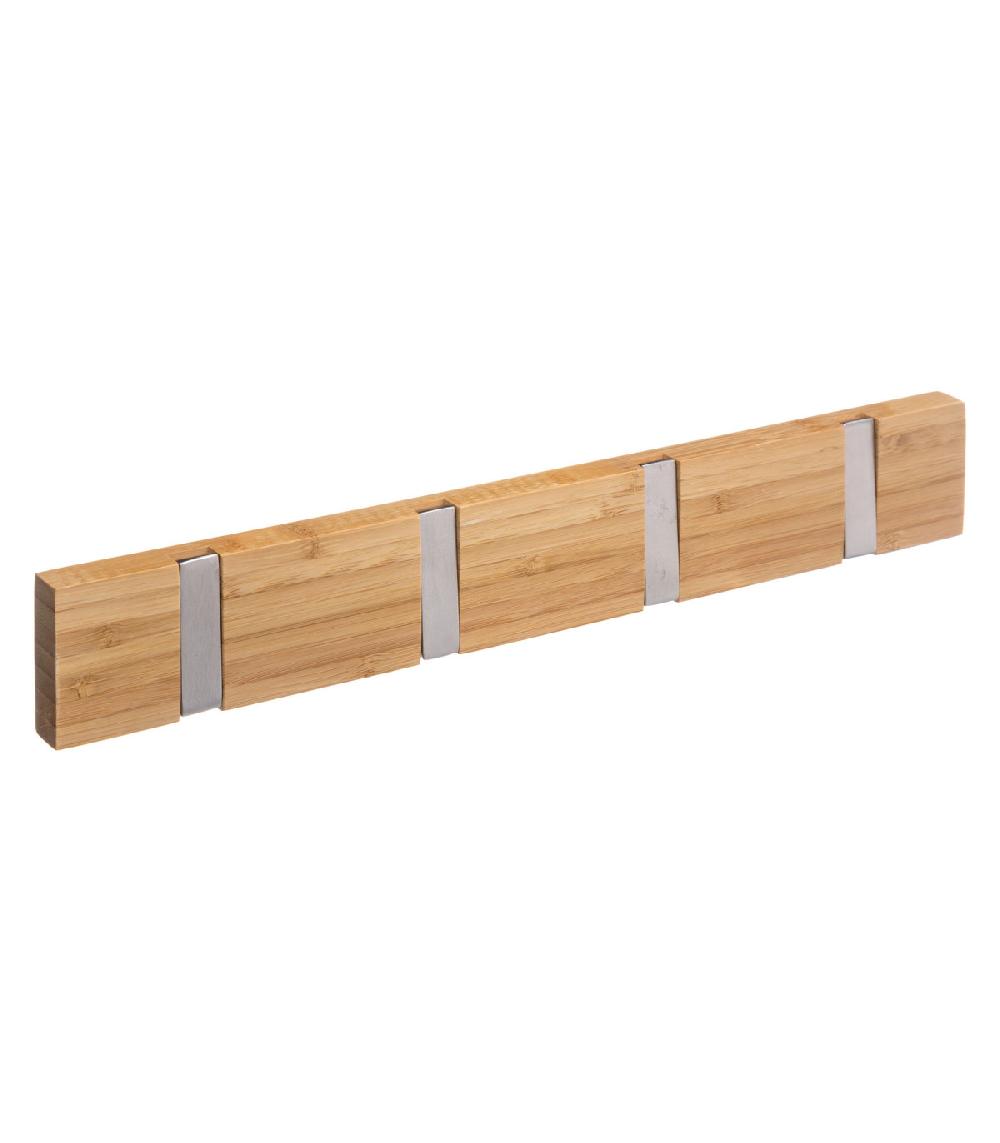 Wadiga Portemanteau Mural Bambou 4 Accroches Rabbatables - 40x5.5x6cm