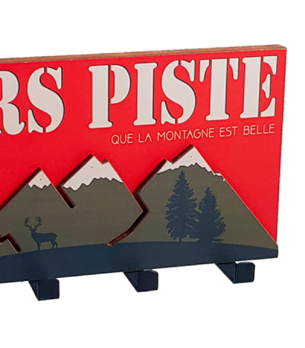 Wadiga Portemanteau Mural Bois 4 Crochets Hors Piste - 30x16cm