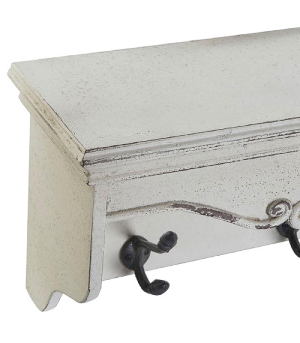 Wadiga Portemanteau Mural Bois Blanc Avec étagère 85x18x25cm