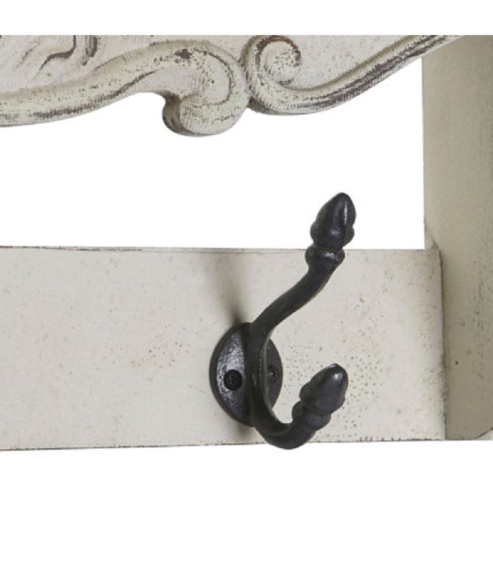 Wadiga Portemanteau Mural Bois Blanc Avec étagère 85x18x25cm