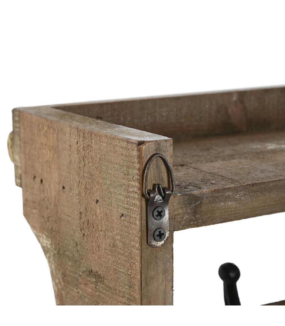 Wadiga Portemanteau Mural Bois Et Métal Avec étagère 67x17x27cm