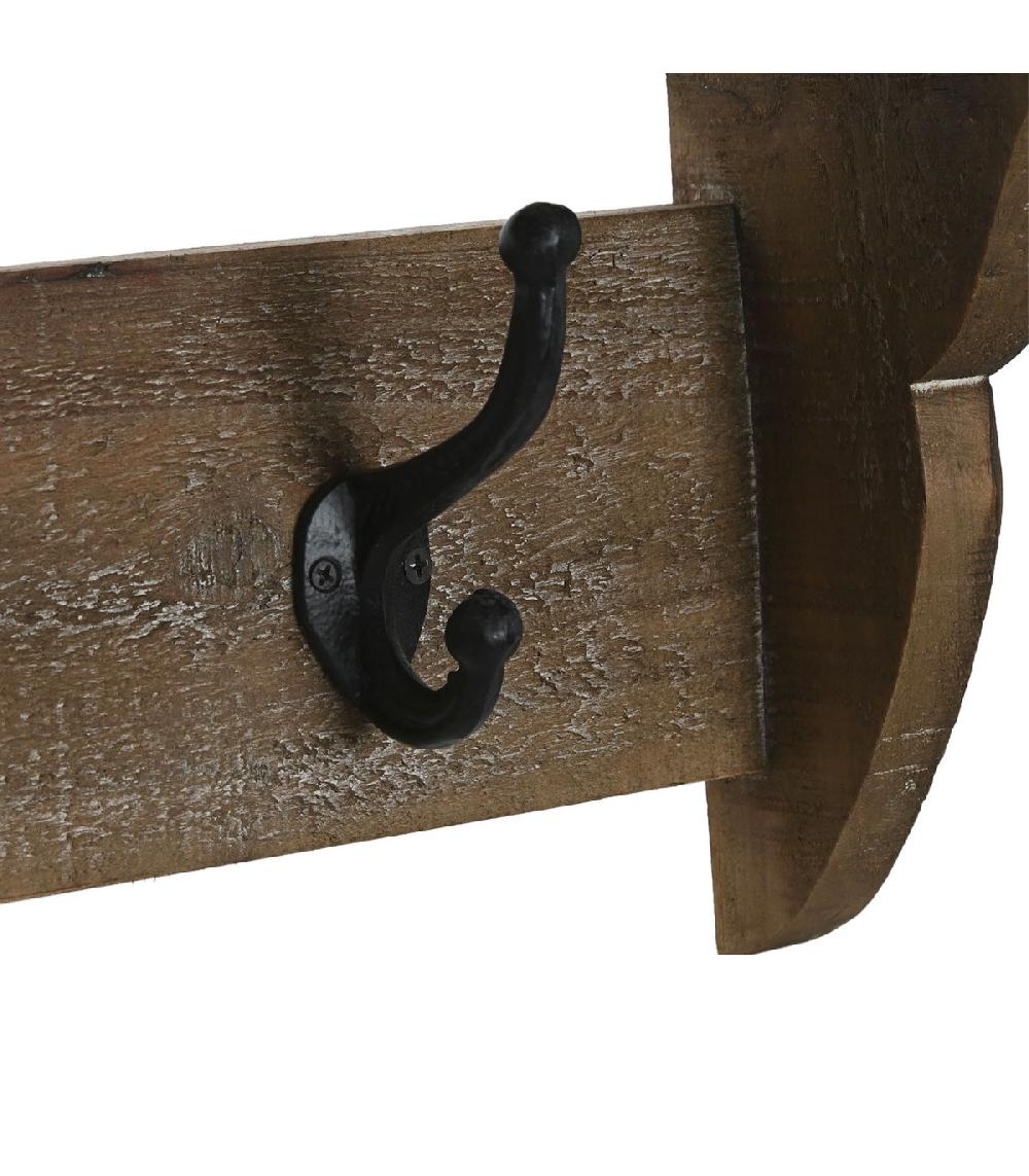 Wadiga Portemanteau Mural Bois Et Métal Avec étagère 67x17x27cm