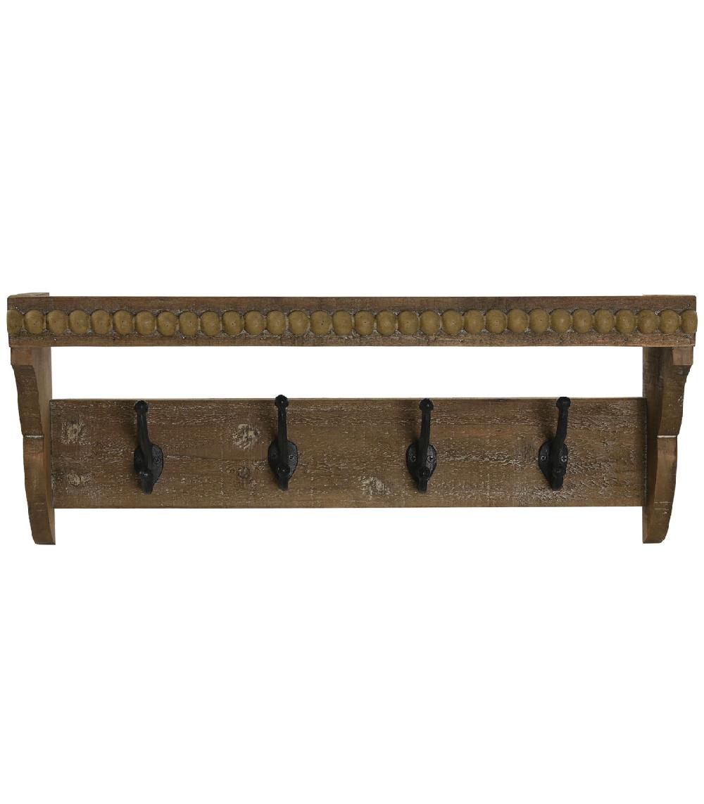 wadiga Portemanteau mural bois et métal avec étagère 67x17x27cm