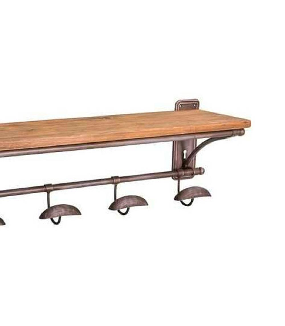 Wadiga Portemanteau Mural Bois Et Métal Avec étagère 75x18.5x17cm