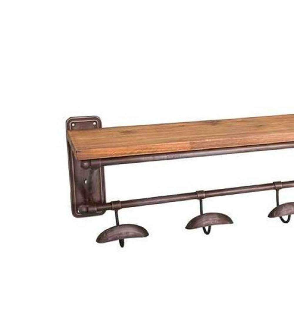 Wadiga Portemanteau Mural Bois Et Métal Avec étagère 75x18.5x17cm