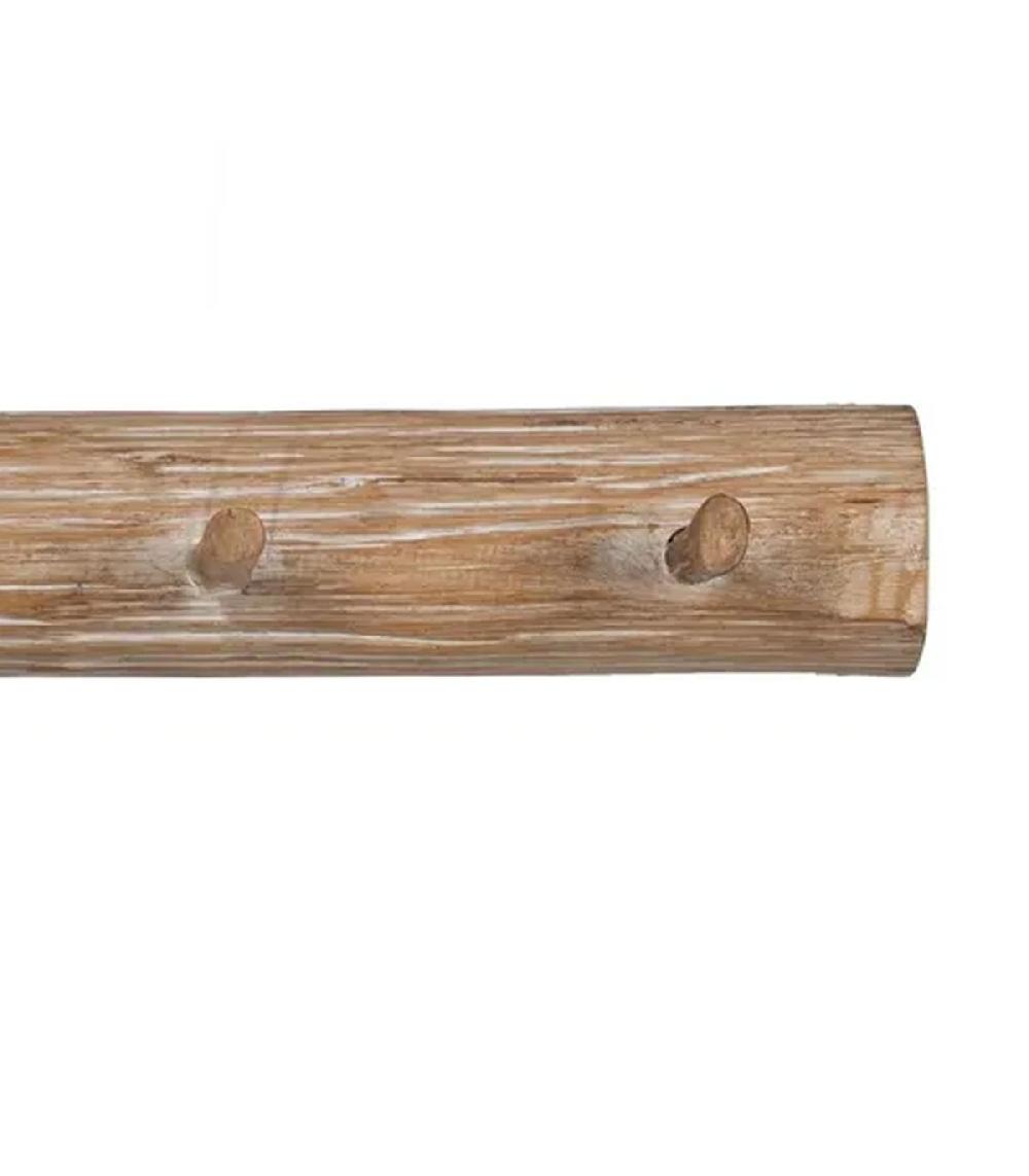 Wadiga Portemanteau Mural En Bois Naturel à 4 Accroches 50x8x7cm