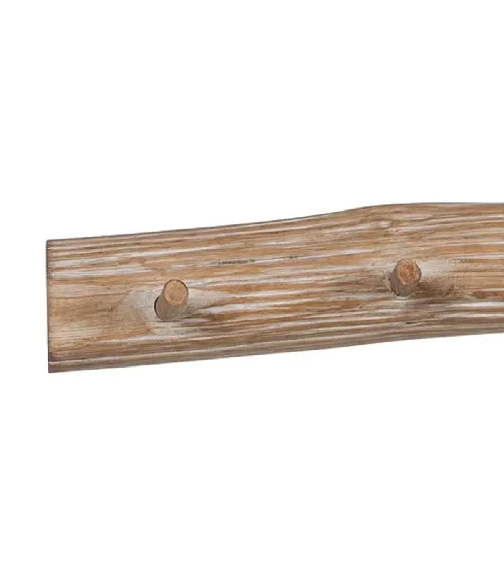 Wadiga Portemanteau Mural En Bois Naturel à 4 Accroches 50x8x7cm