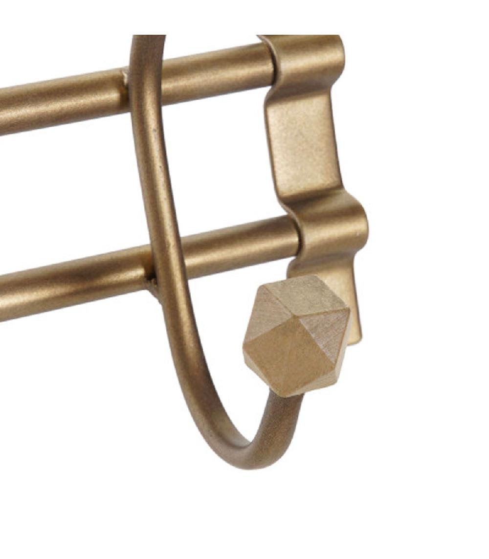 Wadiga Portemanteau Mural En Métal Doré Et Bois 47x8.5x17.5cm