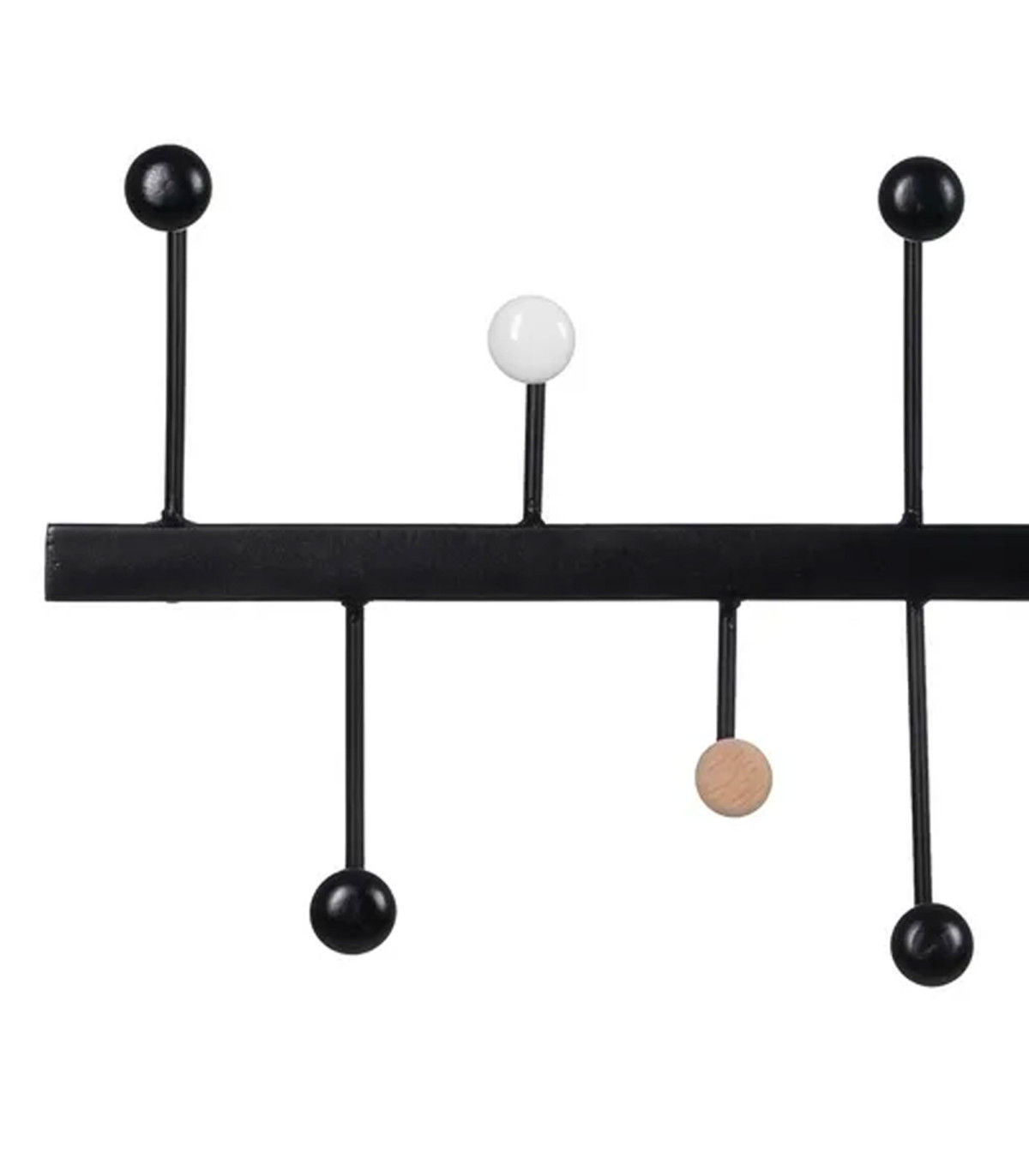 Wadiga Portemanteau Mural En Métal Noir 10 Accroches 60x7x27.5cm