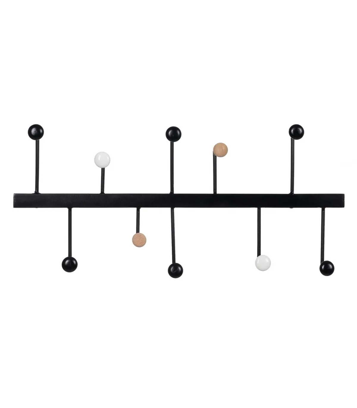 wadiga Portemanteau mural en métal noir 10 Accroches 60x7x27.5cm