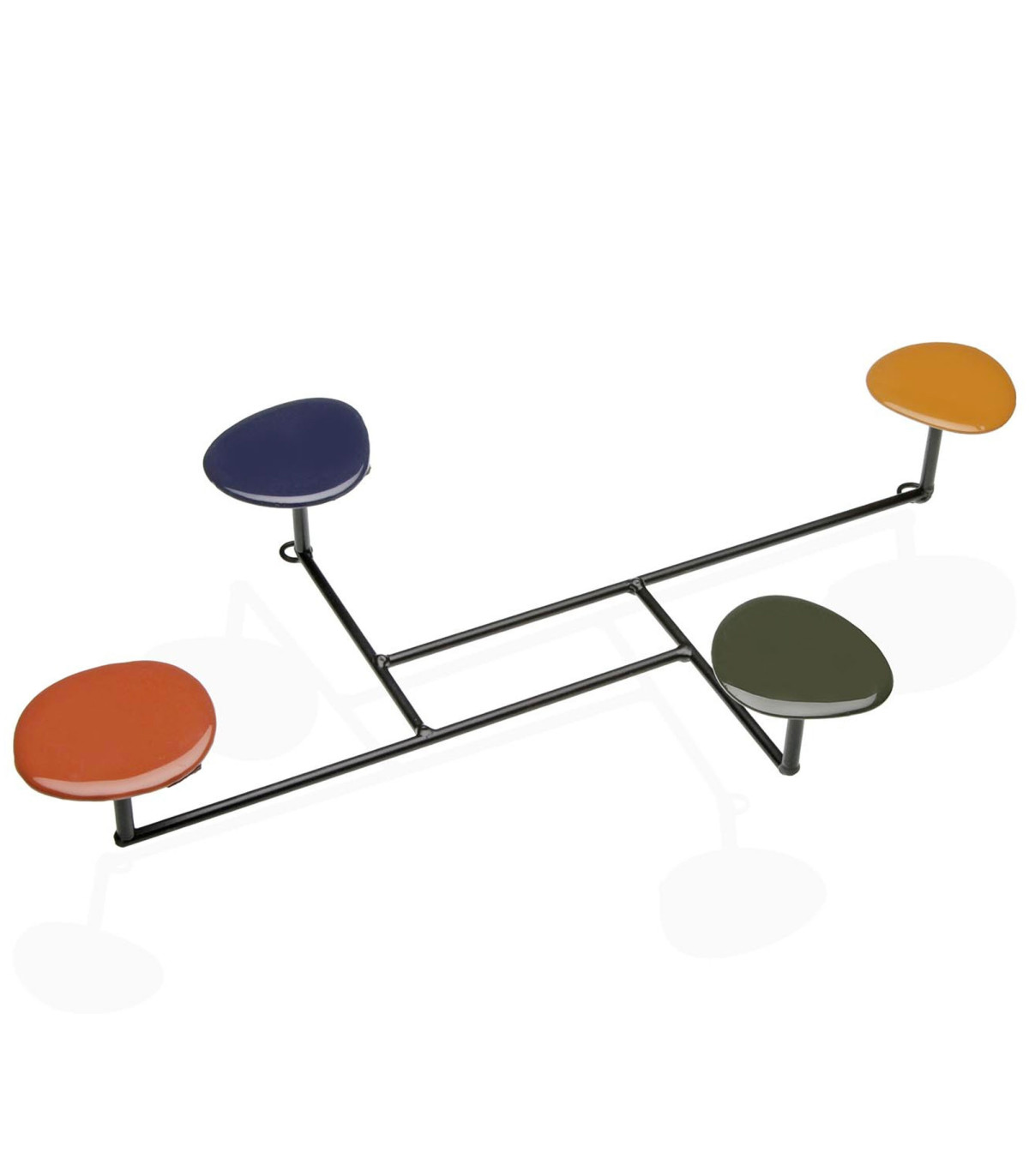 wadiga Portemanteau mural en métal noir et 4 accroches colorées 41x24.5x6cm