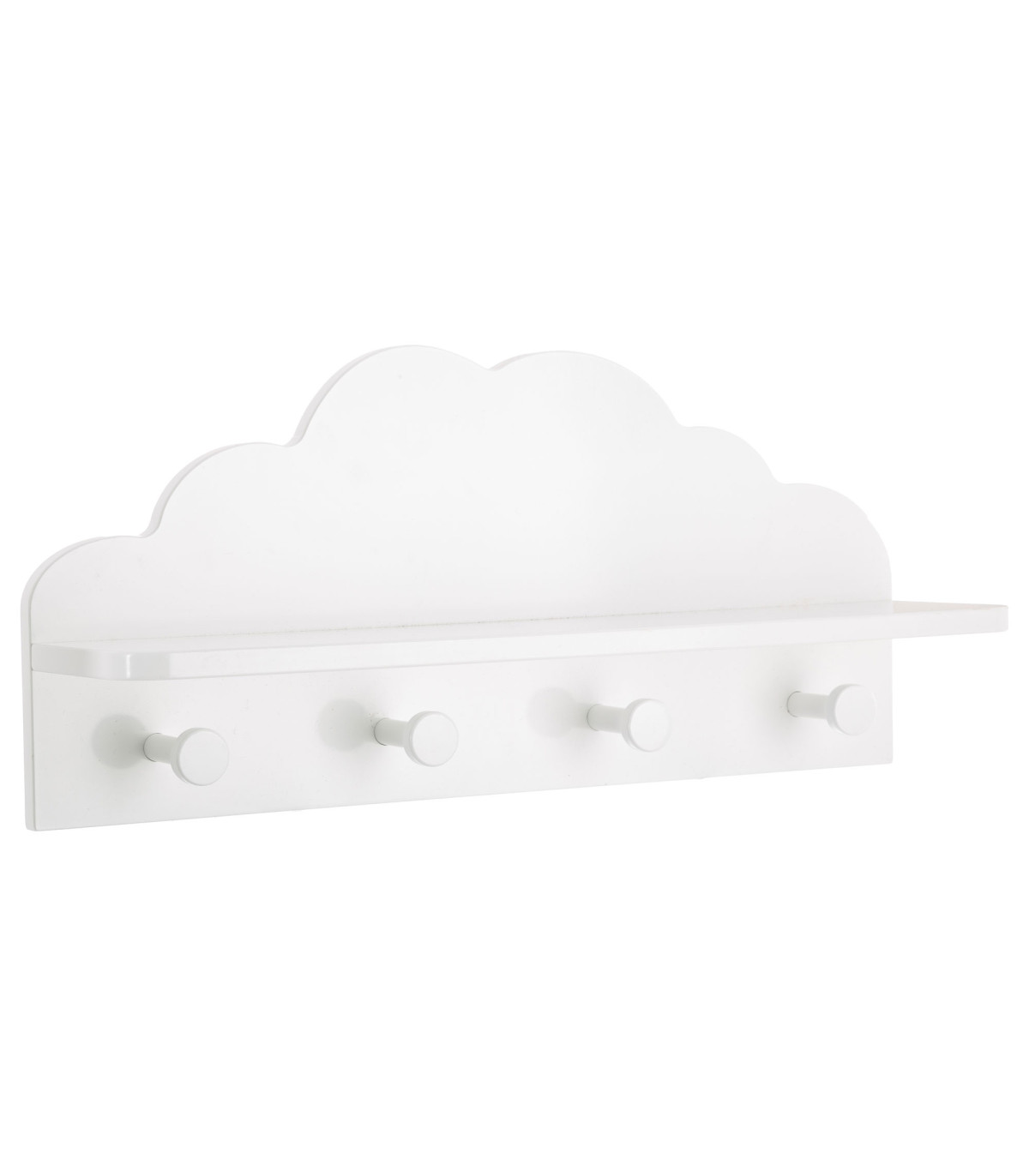 wadiga Portemanteau mural enfant blanc nuage 48x12x22cm