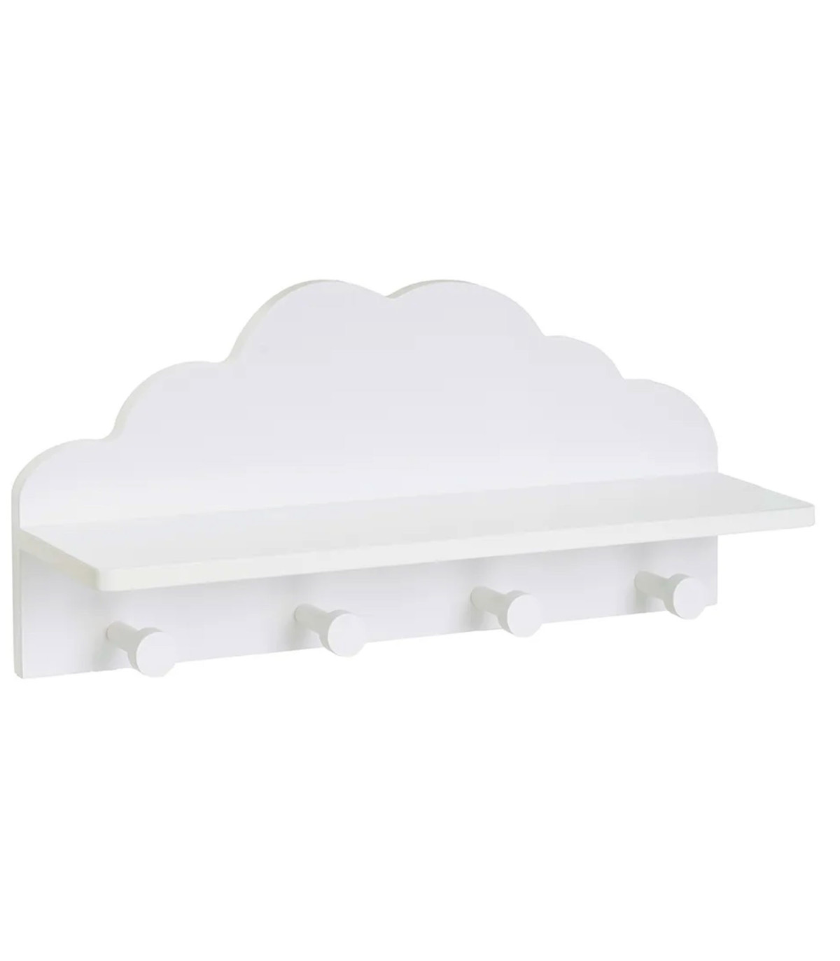 wadiga Portemanteau mural enfant blanc nuage 48x12x22cm