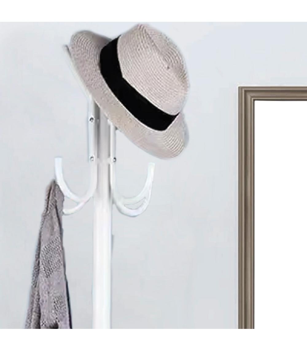Wadiga Portemanteau Sur Pied Métal Blanc 8 Accroches 45x38x173cm
