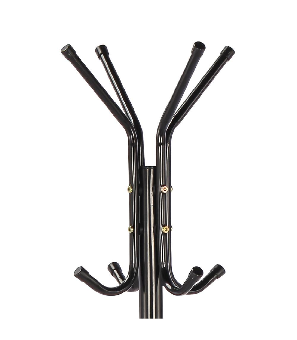 Wadiga Portemanteau Sur Pied Métal Noir 8 Accroches 45x38x173cm