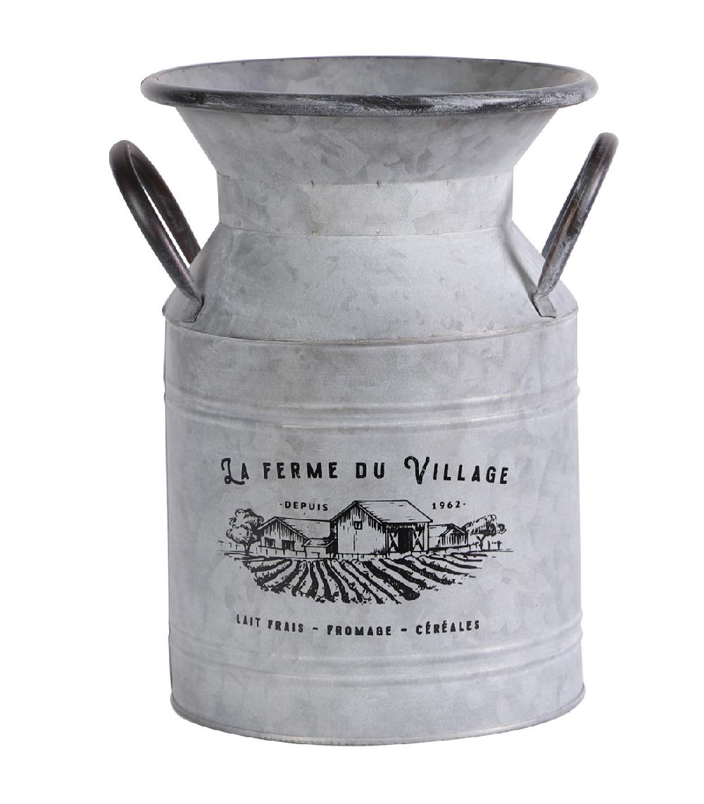 wadiga Pot à lait métal effet zinc esprit cottage décoratif