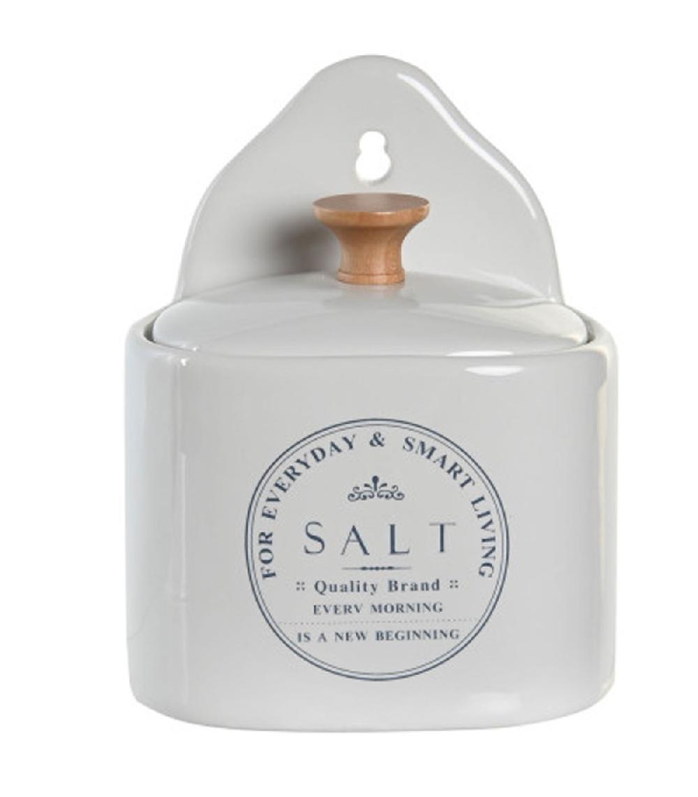 Wadiga Pot à Sel Mural En Céramique Blanche 11x8x15cm