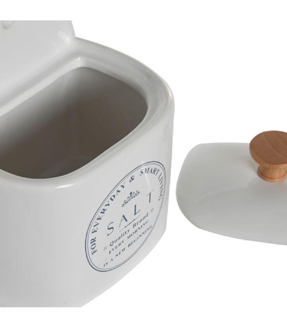 Wadiga Pot à Sel Mural En Céramique Blanche 11x8x15cm