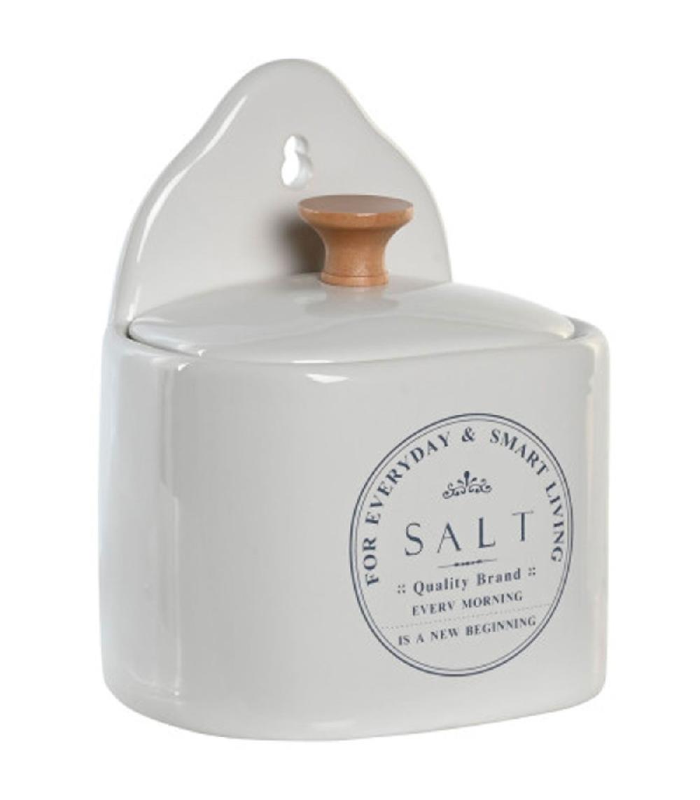 wadiga Pot à sel mural en céramique blanche 11x8x15cm