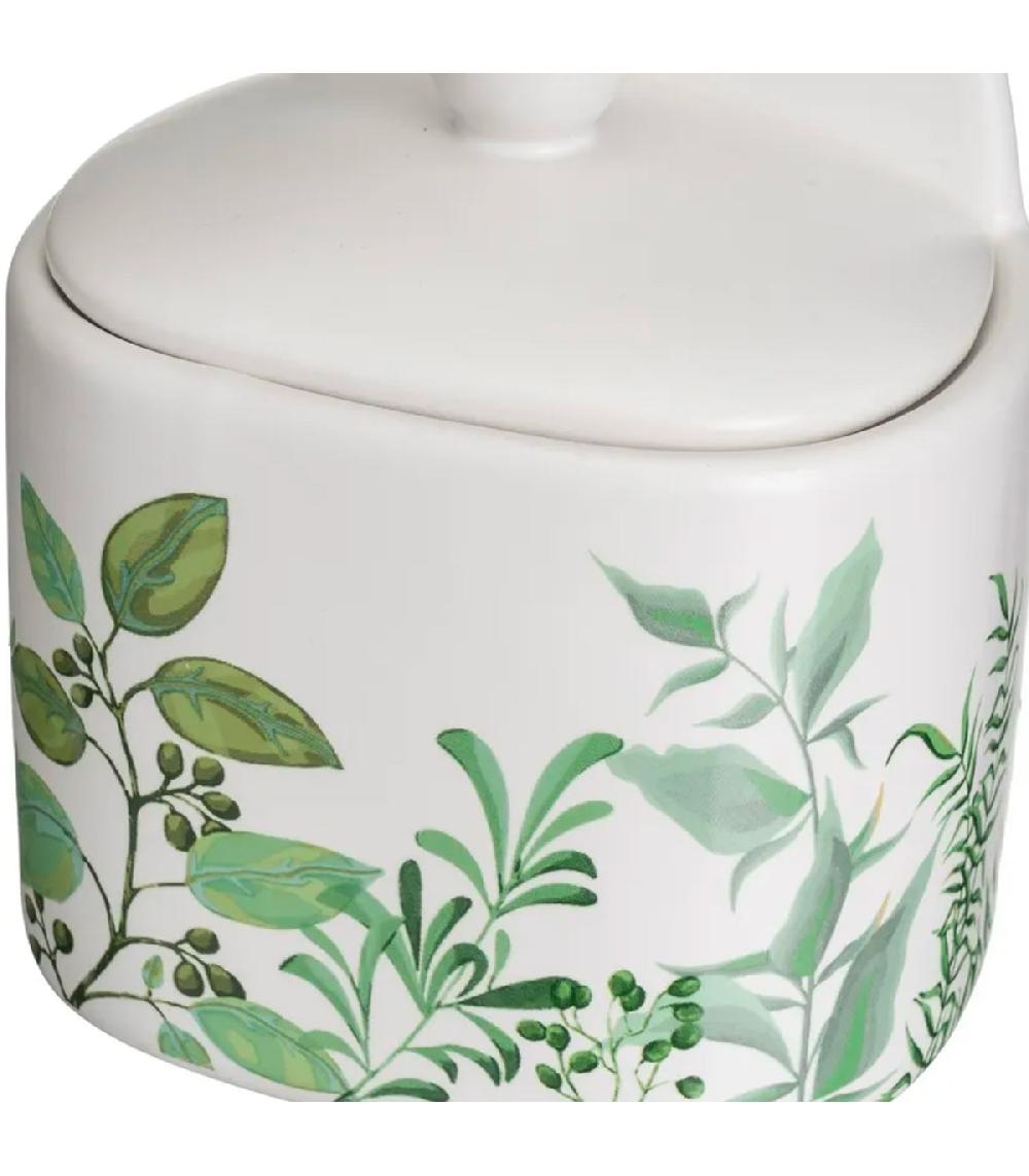 Wadiga Pot à Sel Mural En Céramique Blanche Motif Feuillage