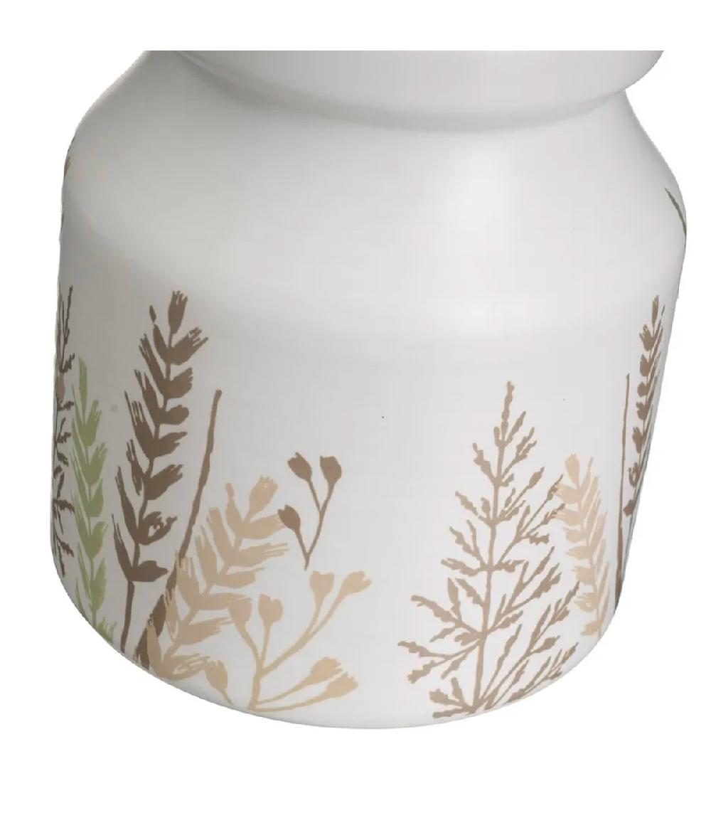 Wadiga Pot Ustensiles De Cuisine En Céramique Blanche Motif Herbes
