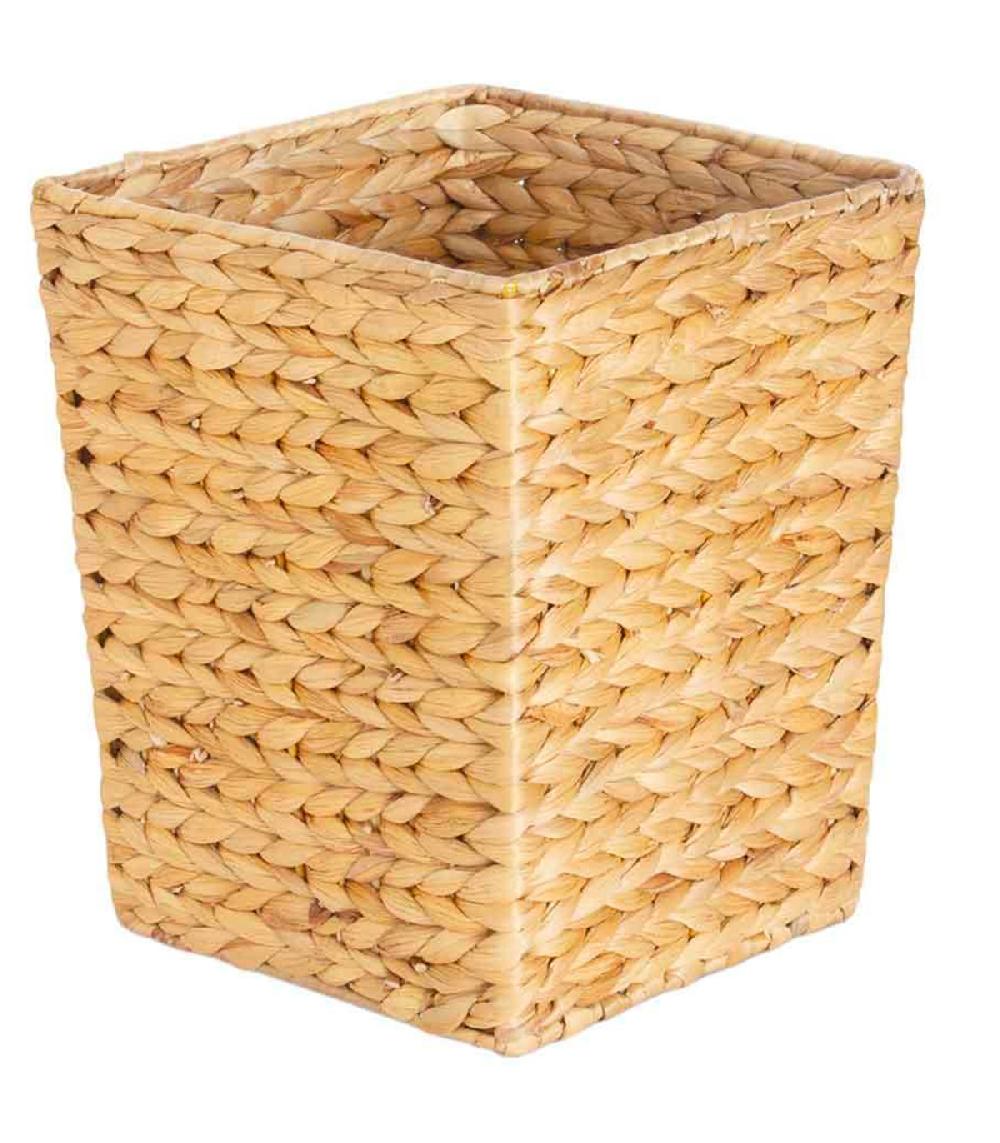 wadiga Poubelle carrée en jacinthe d'eau tressée 25x25x30cm