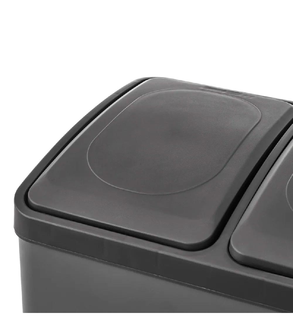 Wadiga Poubelle De Cuisine De Tri à Double Compartiment Gris 20L + 20L