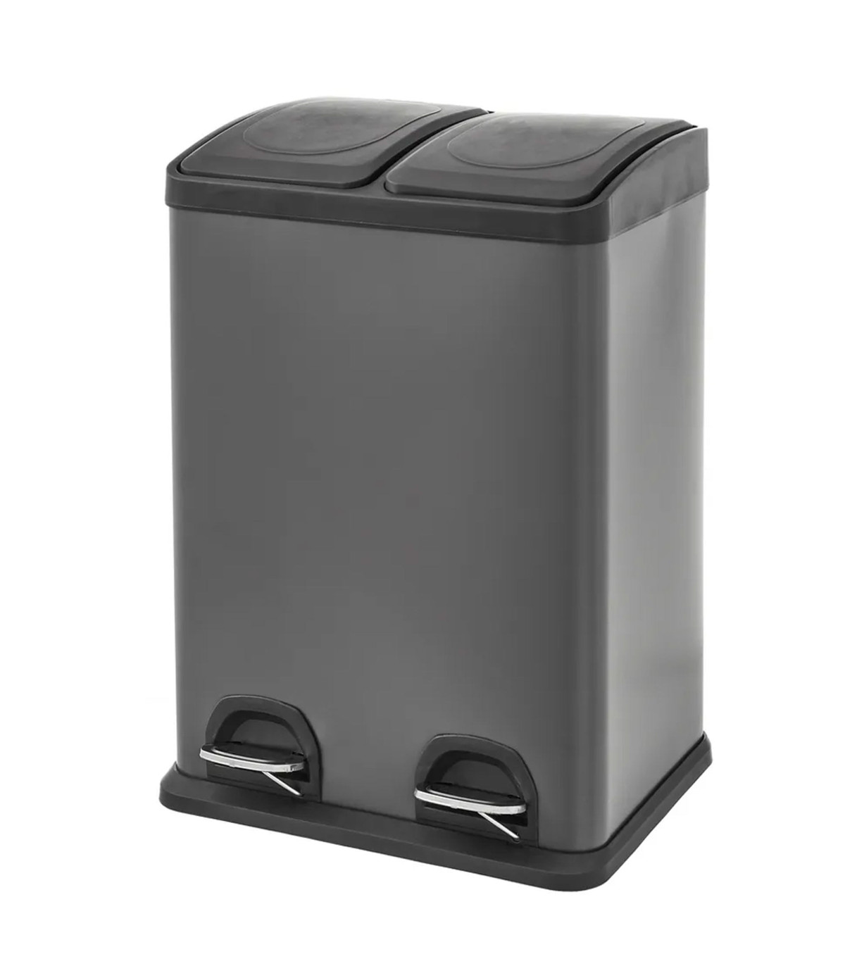 wadiga Poubelle de cuisine de tri à double compartiment gris 20L + 20L
