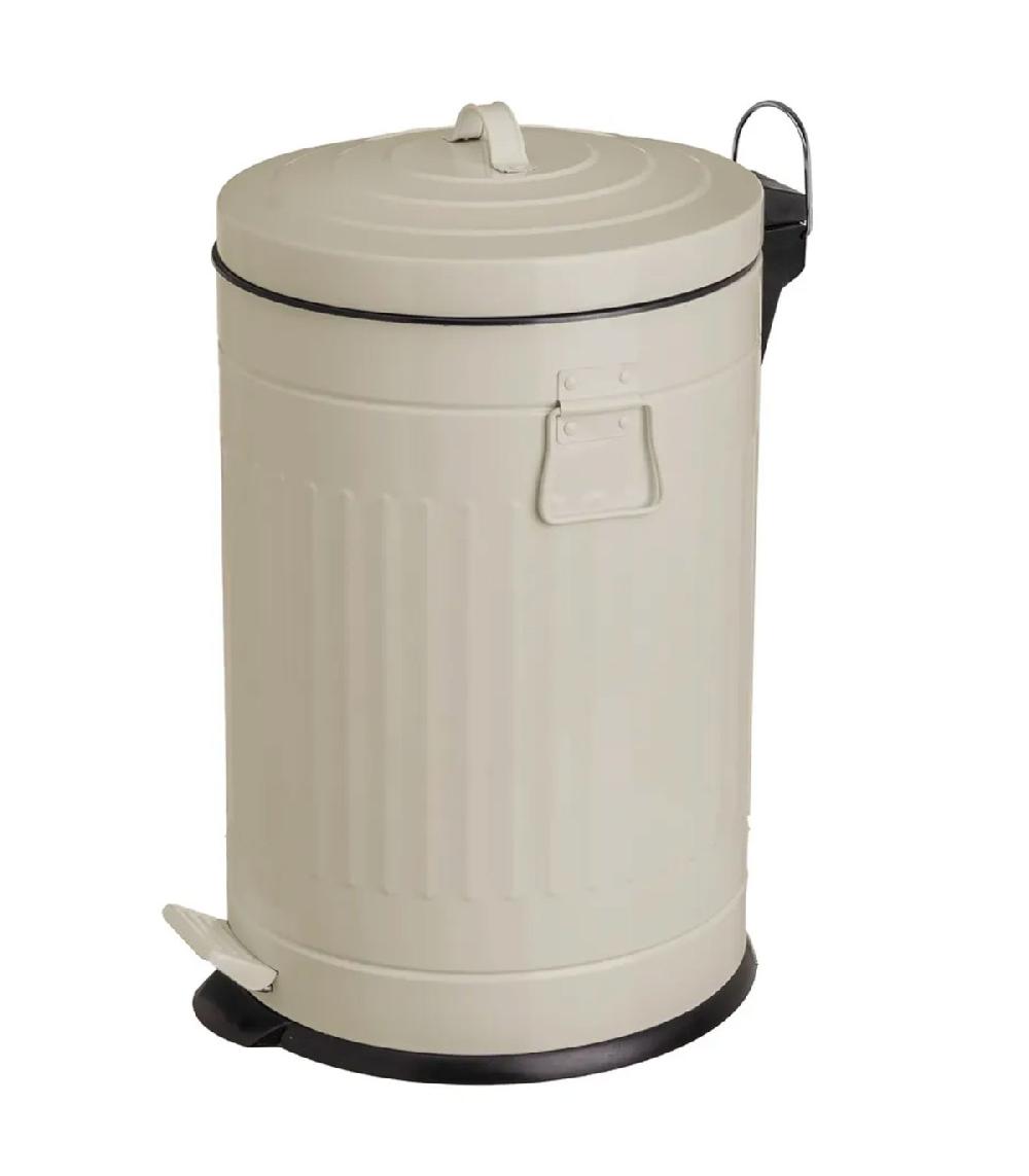 wadiga Poubelle de cuisine rétro en métal beige 20L