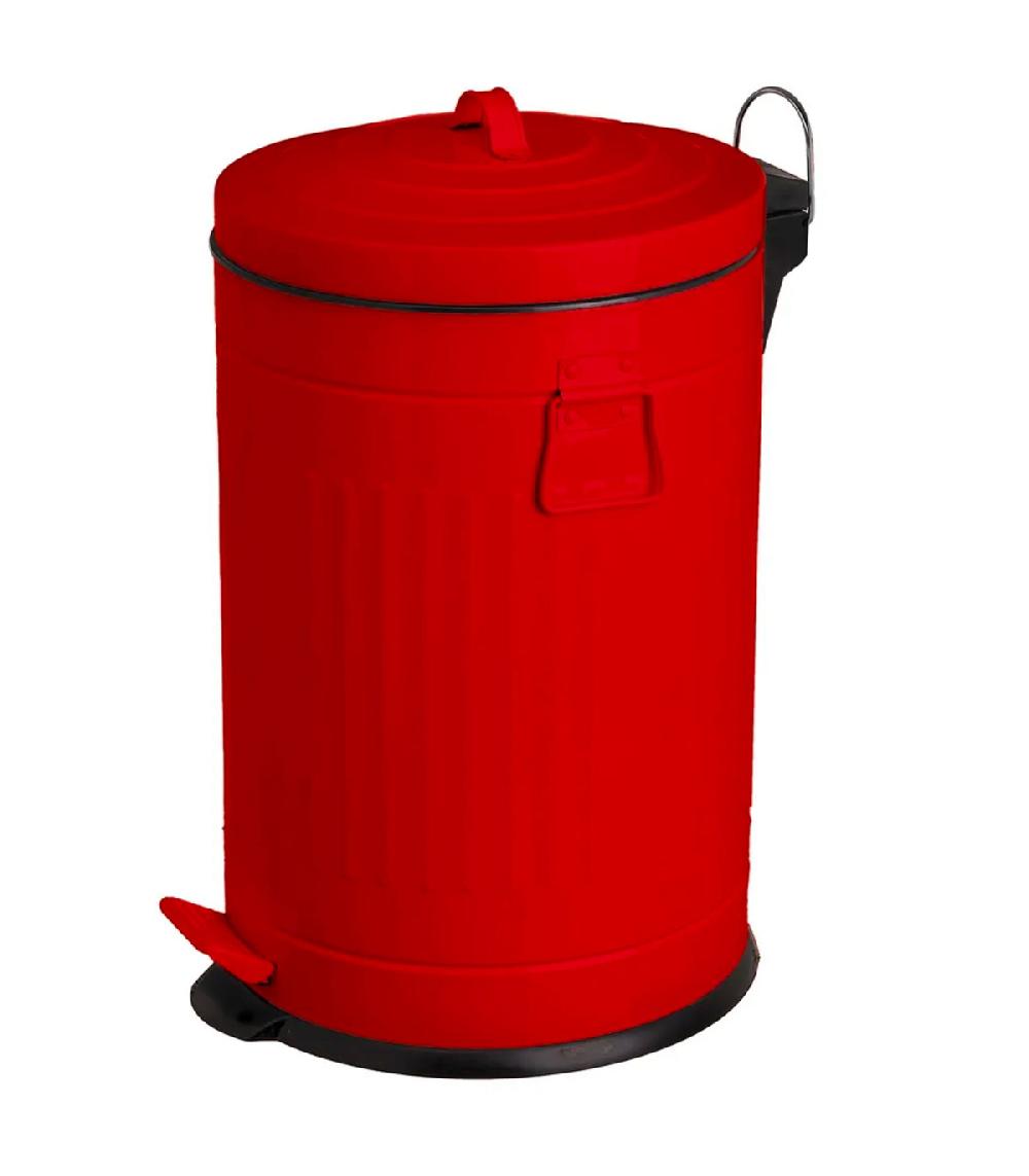 wadiga Poubelle de cuisine rétro en métal rouge 20L