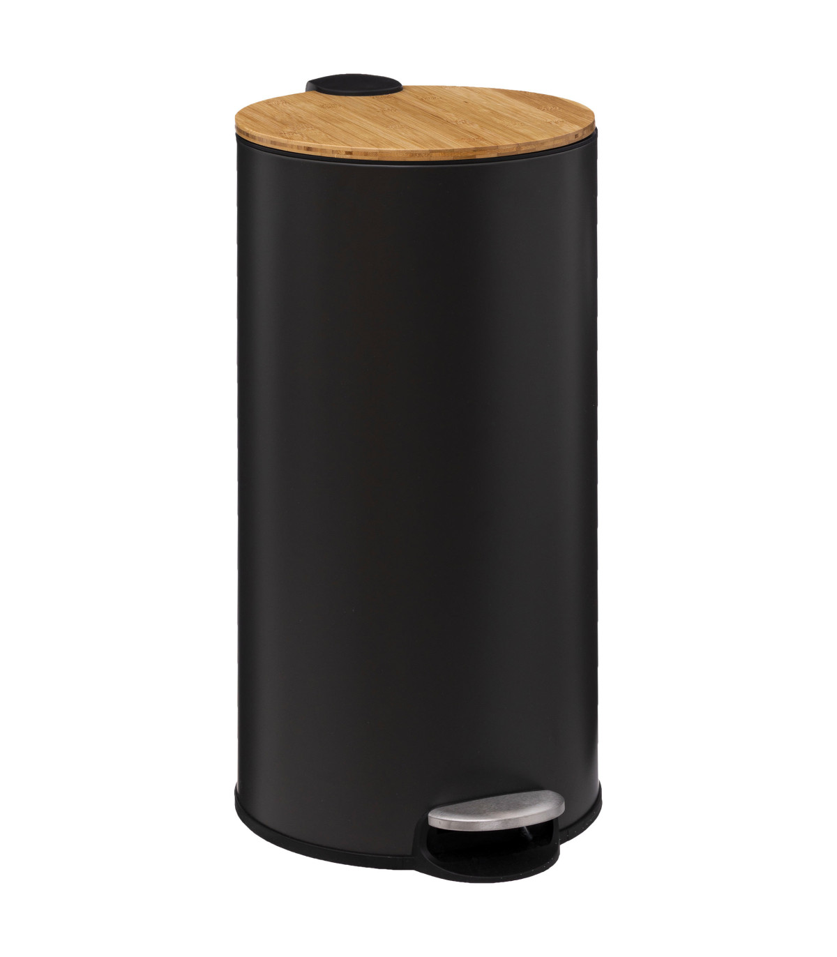 wadiga Poubelle de cuisine ronde noire et bambou - 30L