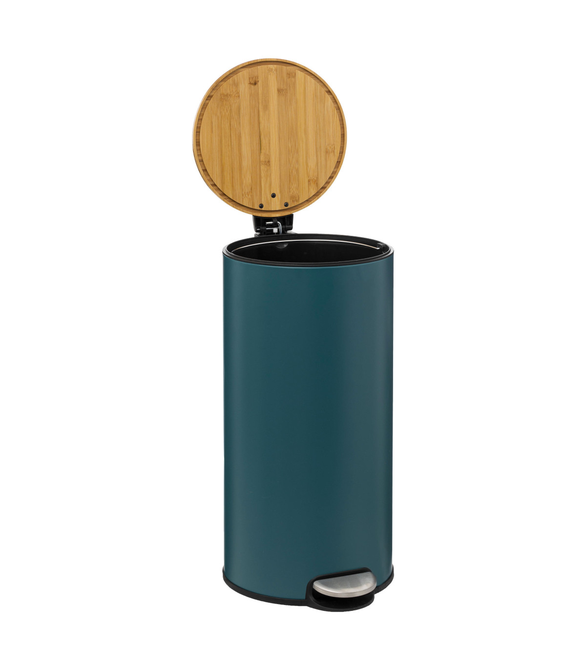 Wadiga Poubelle De Cuisine Ronde Verte Et Bambou 30L