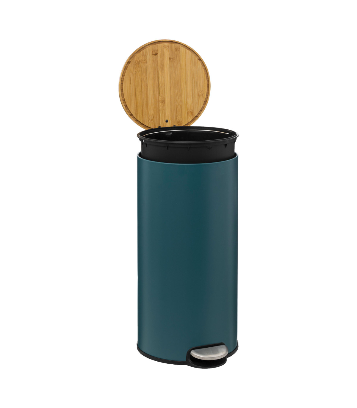 Wadiga Poubelle De Cuisine Ronde Verte Et Bambou 30L
