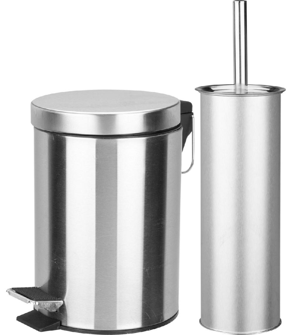wadiga Poubelle de Salle de Bain 3L + Brosse WC Métal