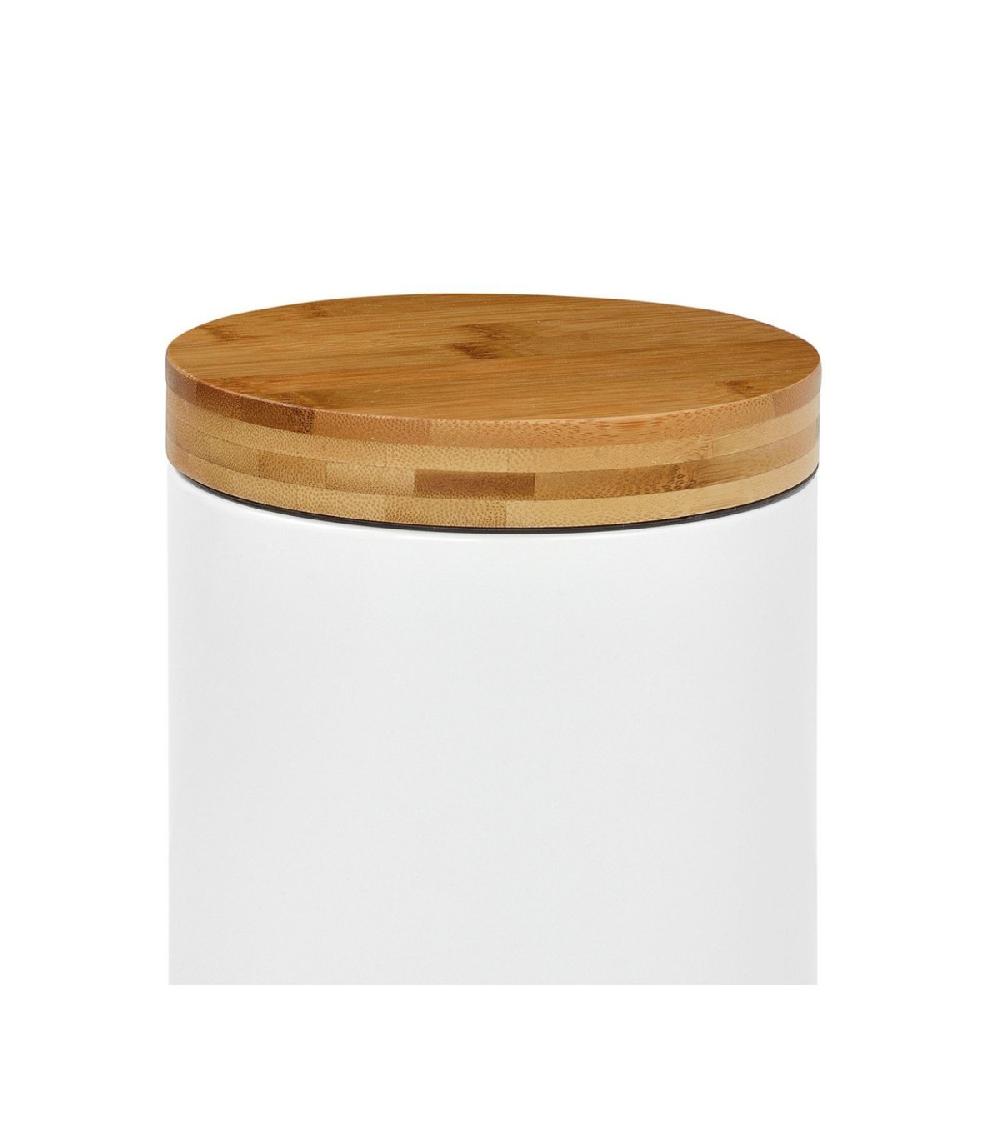 Wadiga Poubelle De Salle De Bain En Métal Blanc Couvercle Bambou - 3L