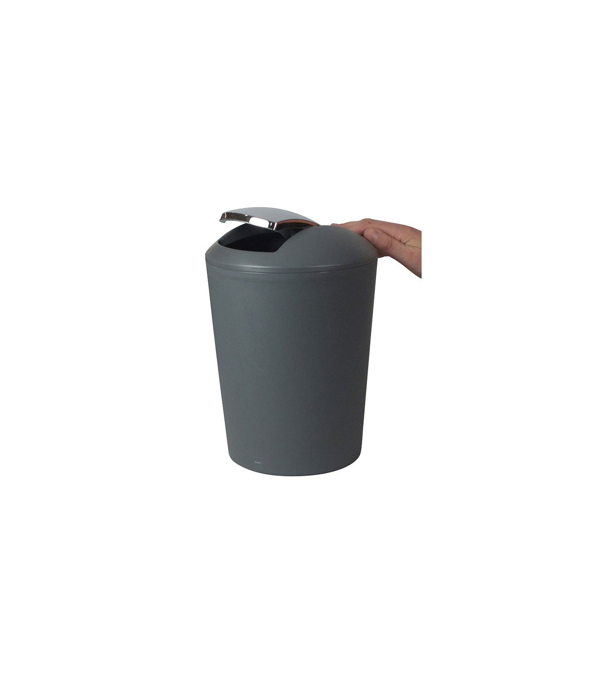 Wadiga Poubelle De Salle De Bain En Plastique Gris Et Argent Marta - 5L