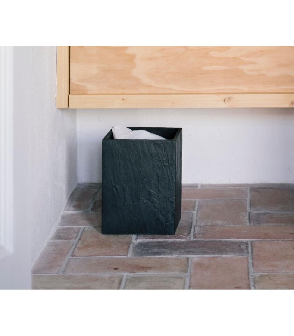 Wadiga Poubelle De Salle De Bain En Polyrésine Noire Effet Ardoise - 3L