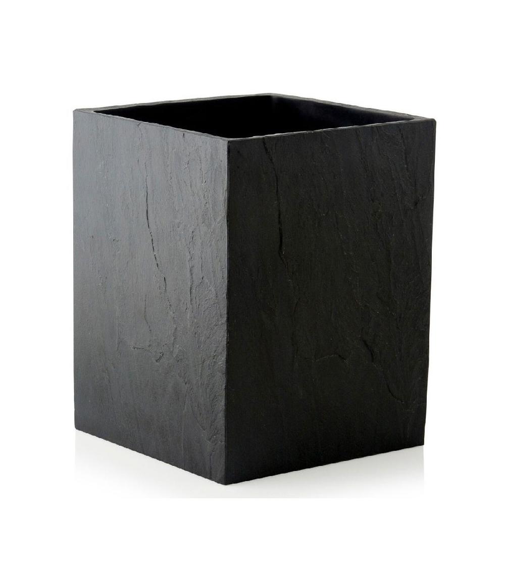 wadiga Poubelle de Salle de Bain en Polyrésine Noire Effet Ardoise - 3L