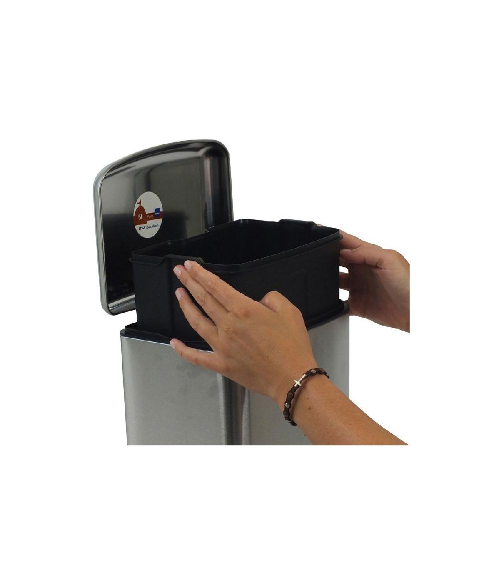 Wadiga Poubelle De Salle De Bain Rectangulaire Acier Inoxydable - 6L