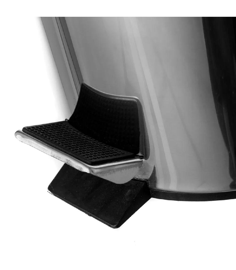 Wadiga Poubelle De Salle De Bain Ronde à Pédale En Métal Chromé 3L