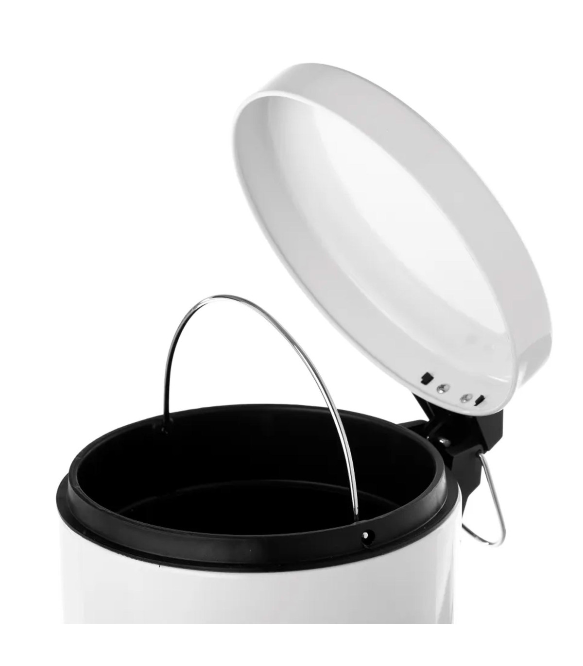 Wadiga Poubelle De Salle De Bain Ronde à Pédale En Métal Blanc 5L