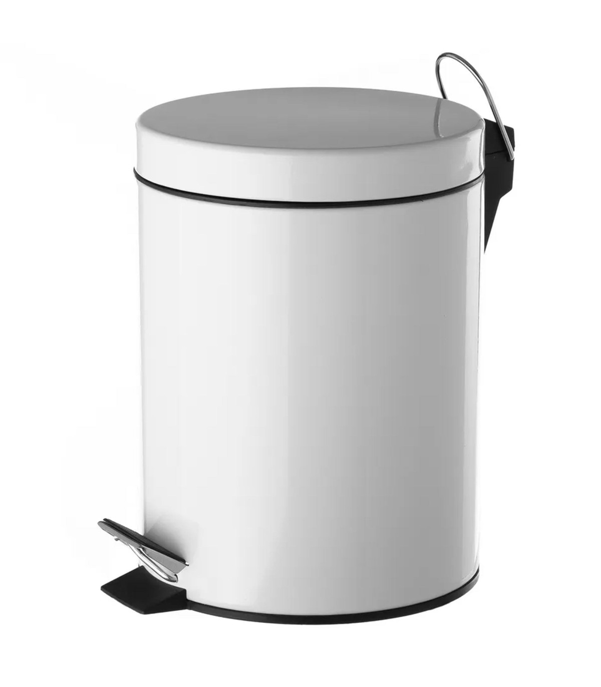 wadiga Poubelle de salle de bain ronde à pédale en métal blanc 5L