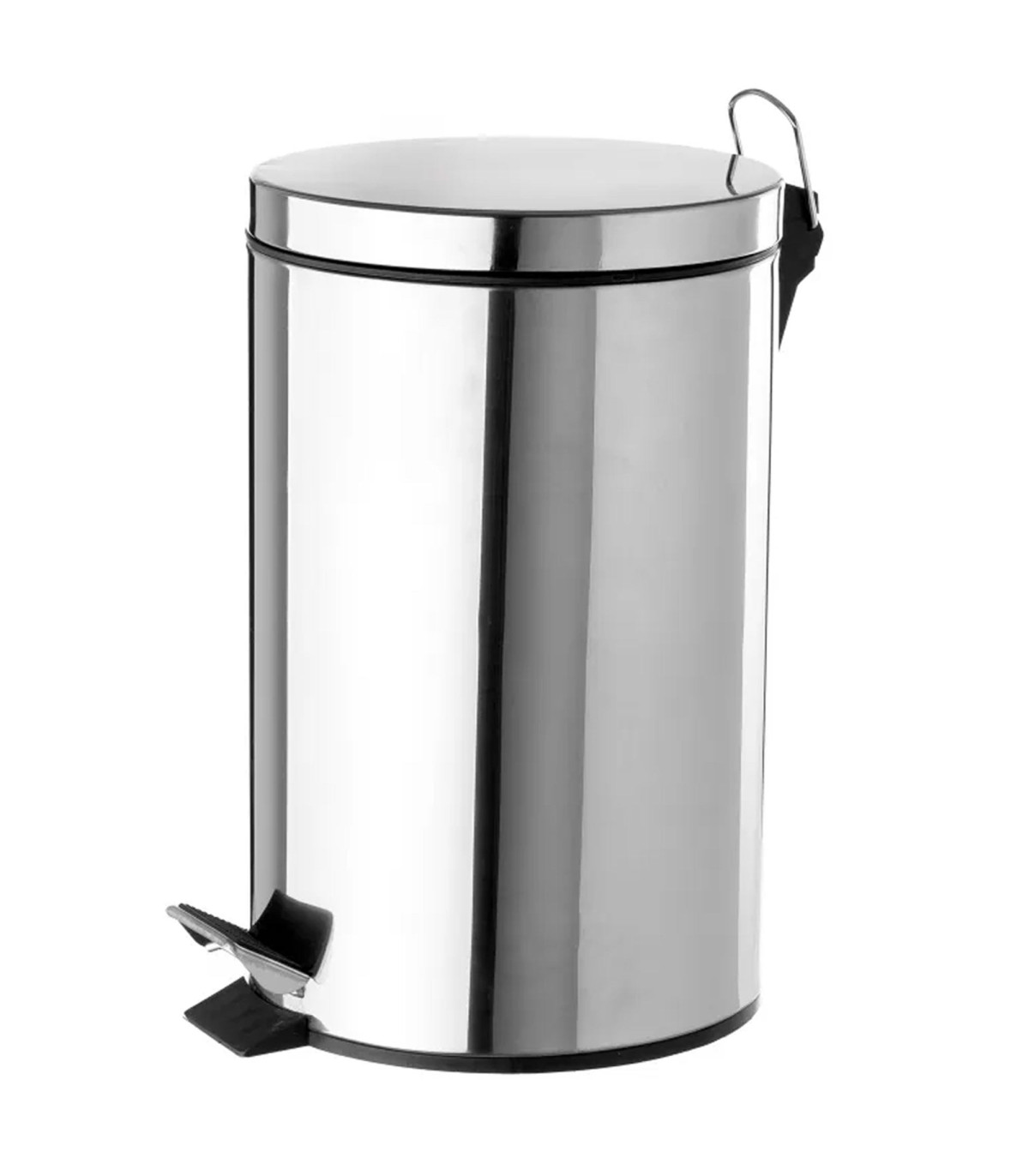 wadiga Poubelle de salle de bain ronde à pédale en métal chromé 3L