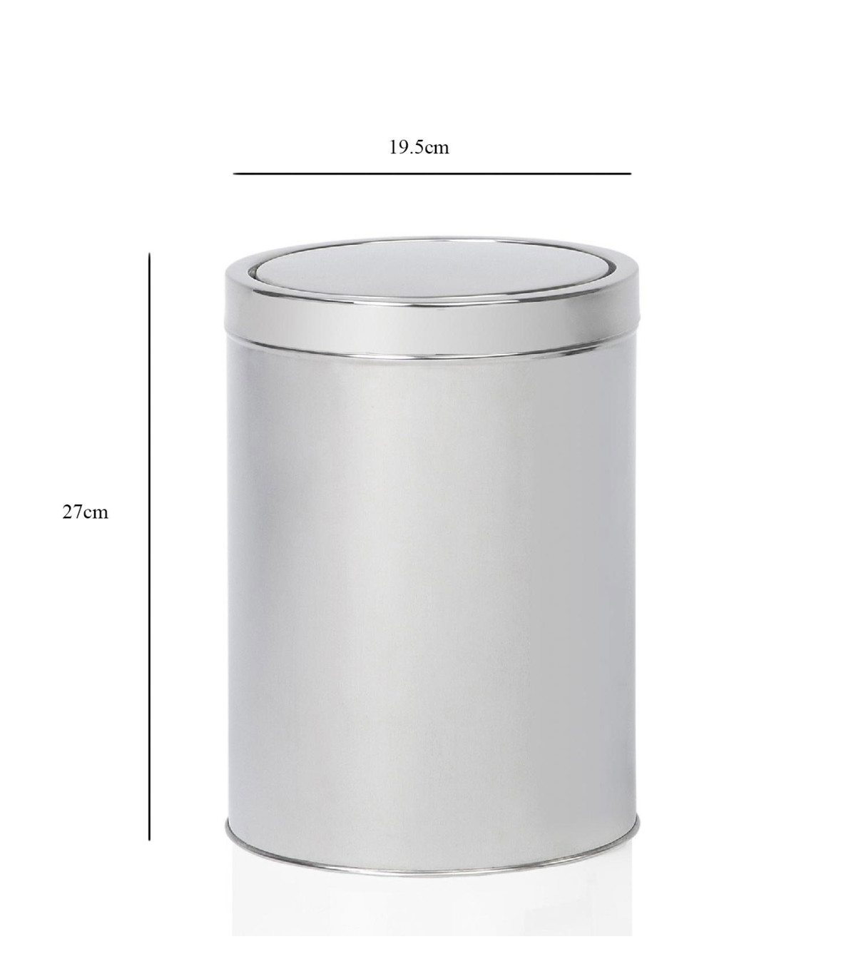 Wadiga Poubelle De Salle De Bain Ronde Inox Brillant - 5L Ø19.5cm ↕27cm