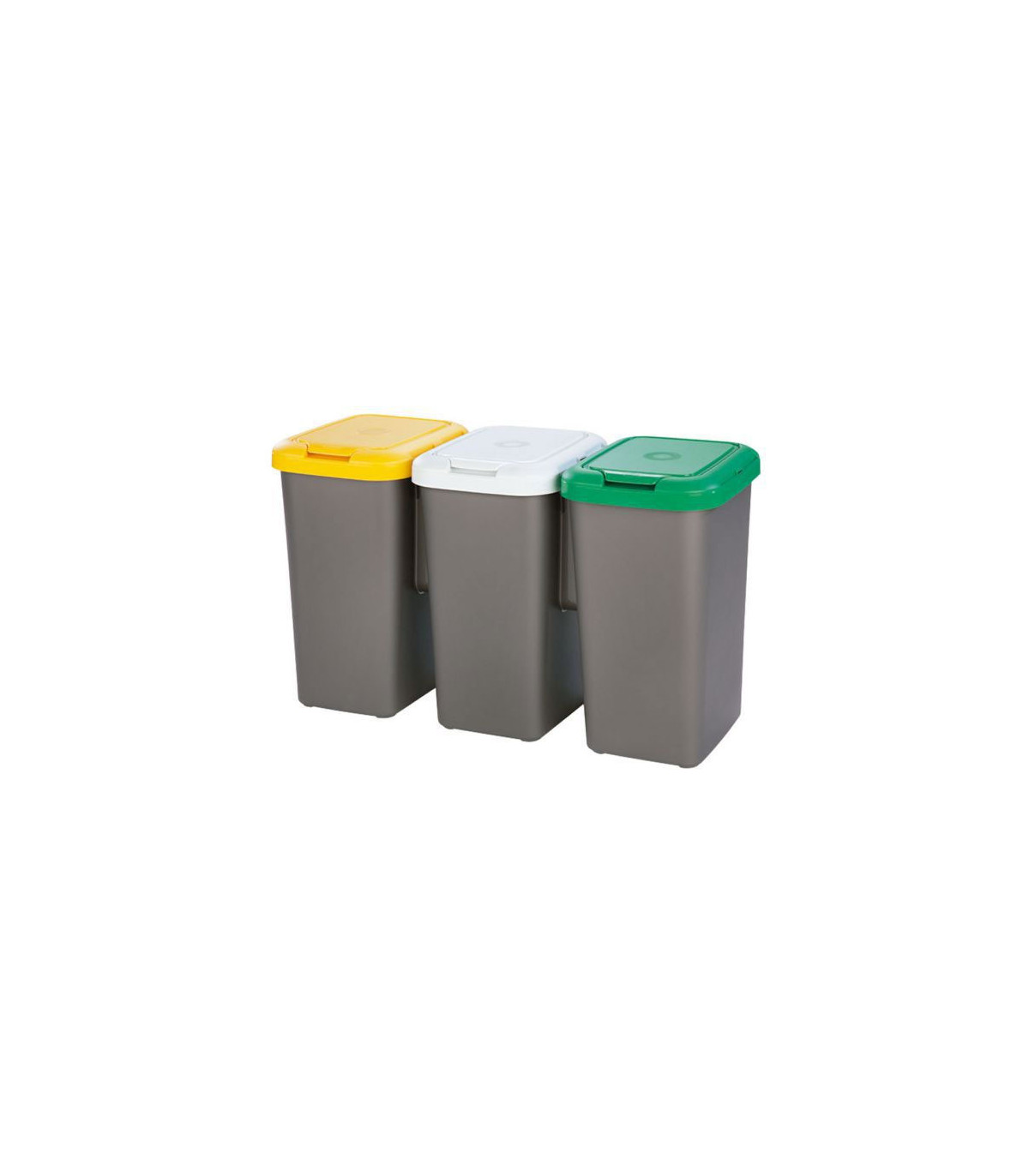 wadiga Poubelle de Tri Sélectif 3 Compartiments - Vert jaune Blanc