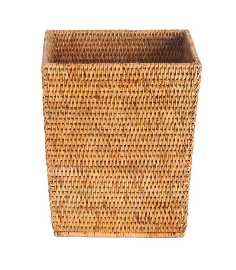 Wadiga Poubelle Rectangulaire En Rotin Tressé 25x25x30cm