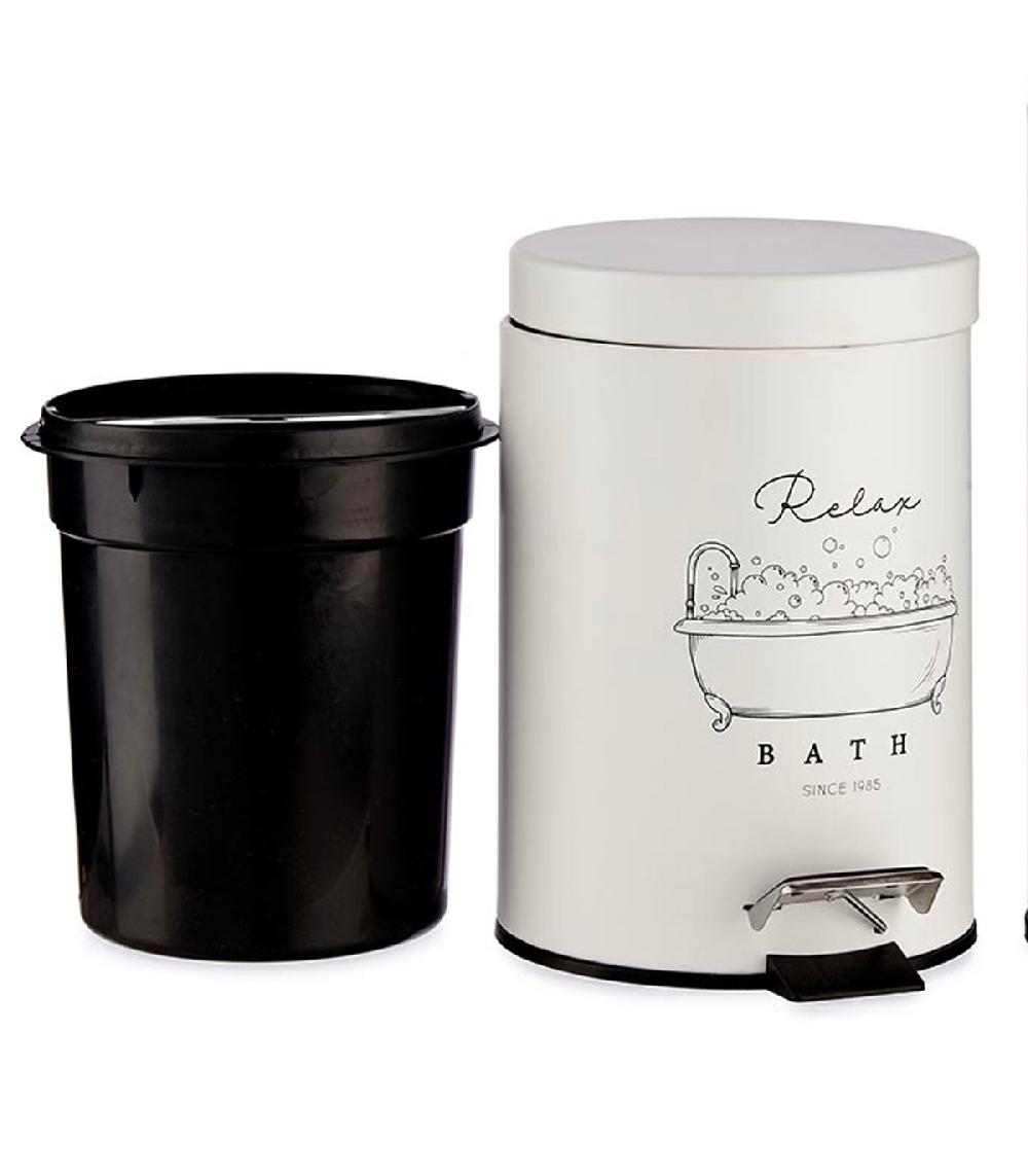 Wadiga Poubelle Ronde à Pédale En Métal Blanc Relax - 3L