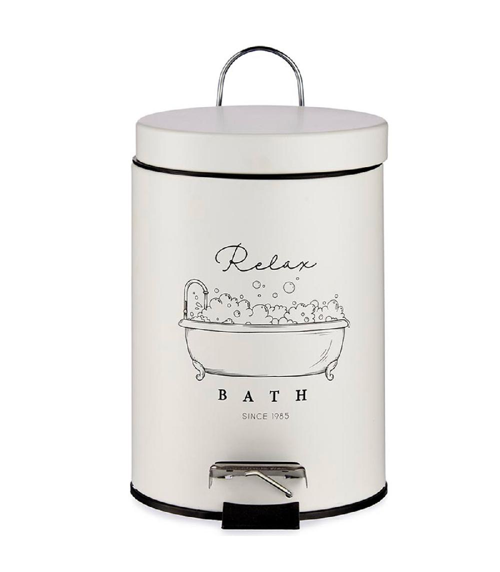 wadiga Poubelle ronde à pédale en métal blanc relax - 3L