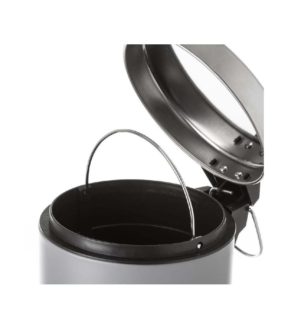 Wadiga Poubelle Ronde à Pédale En Métal Gris Foncé - 3L